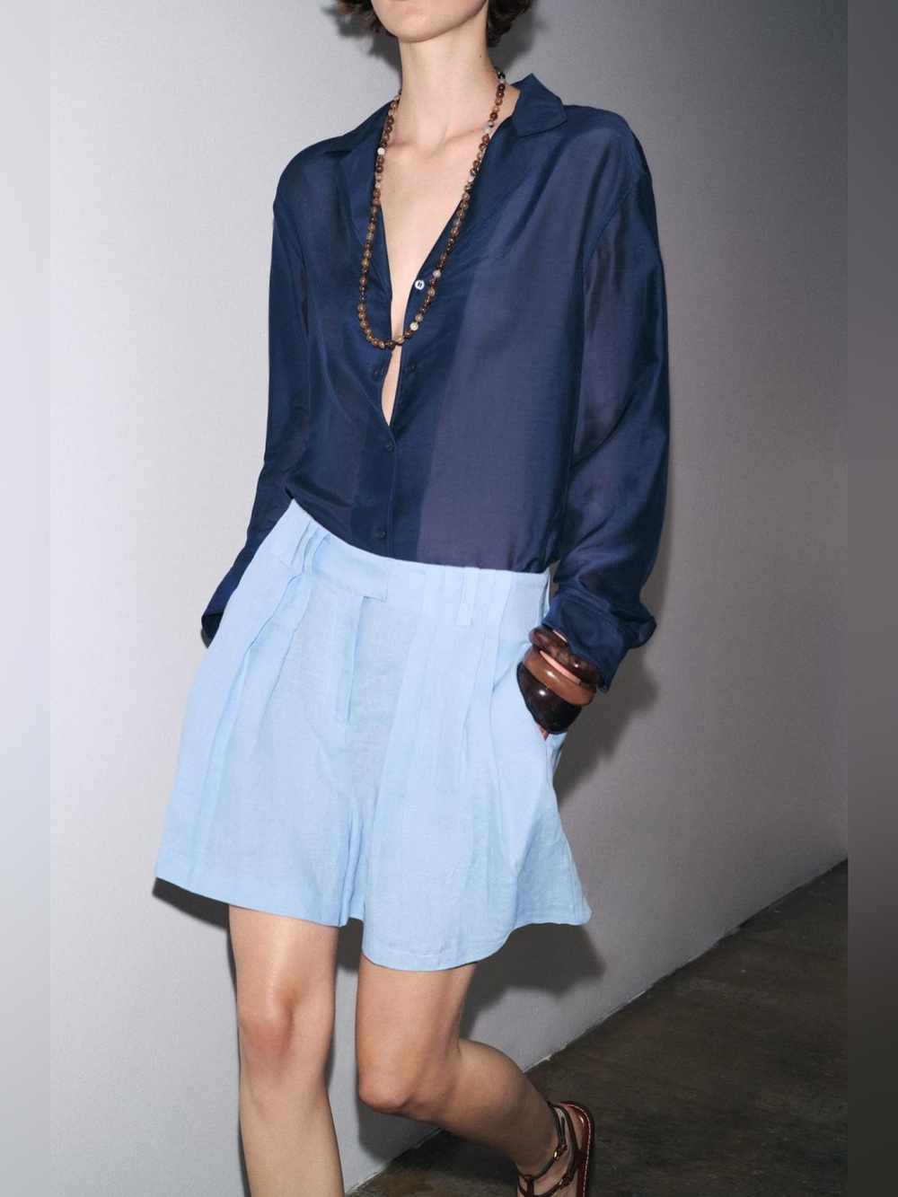 Zara Pleated Linen shorts